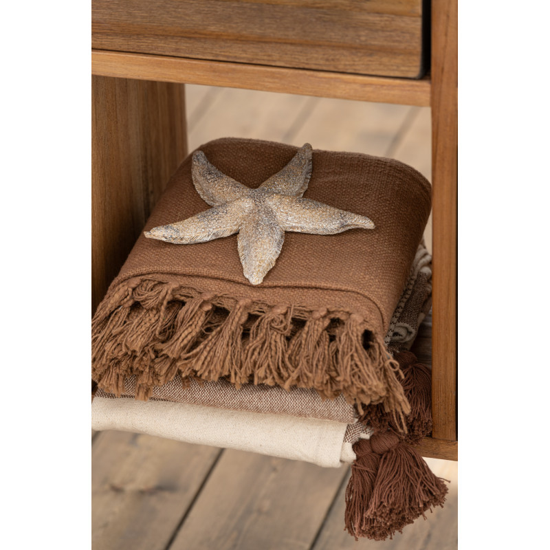 Plaid 130x170 en Coton Marron Beige Motif ethnique Haroun - 6