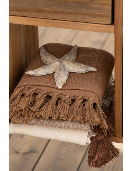 Plaid 130x170 en Coton Marron Beige Motif ethnique Haroun - 6