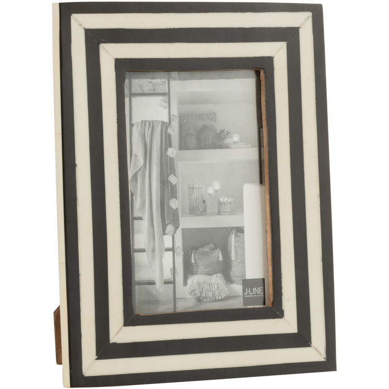 Cadre photo Whibla en Résine Blanc Noir Motif lignes pour photo 10x15 cm - 1