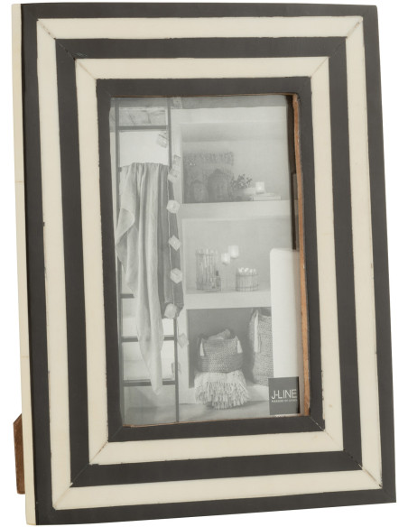 Cadre photo Whibla en Résine Blanc Noir Motif lignes pour photo 10x15 cm - 1
