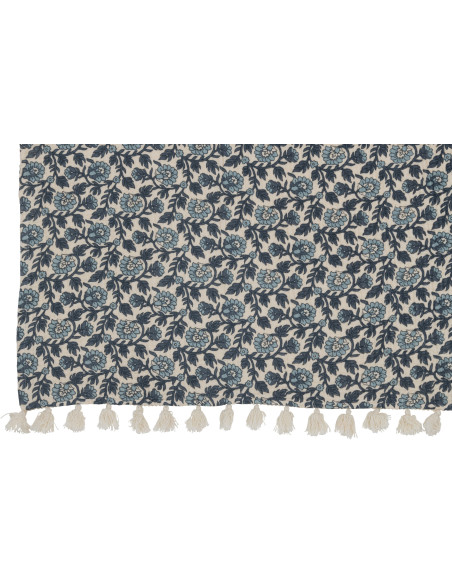 Plaid 130x180 Patchwork en Coton Bleu avec pompons Motif fleurs Patchyno - 5