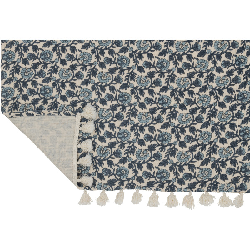 Plaid 130x180 Patchwork en Coton Bleu avec pompons Motif fleurs Patchyno - 6