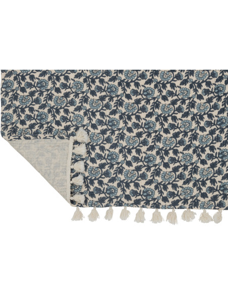 Plaid 130x180 Patchwork en Coton Bleu avec pompons Motif fleurs Patchyno - 6