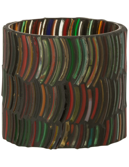 Photophore Cylindrique Diamètre 7 cm en Verre Effet mosaïque Motif courbes Milina - 1