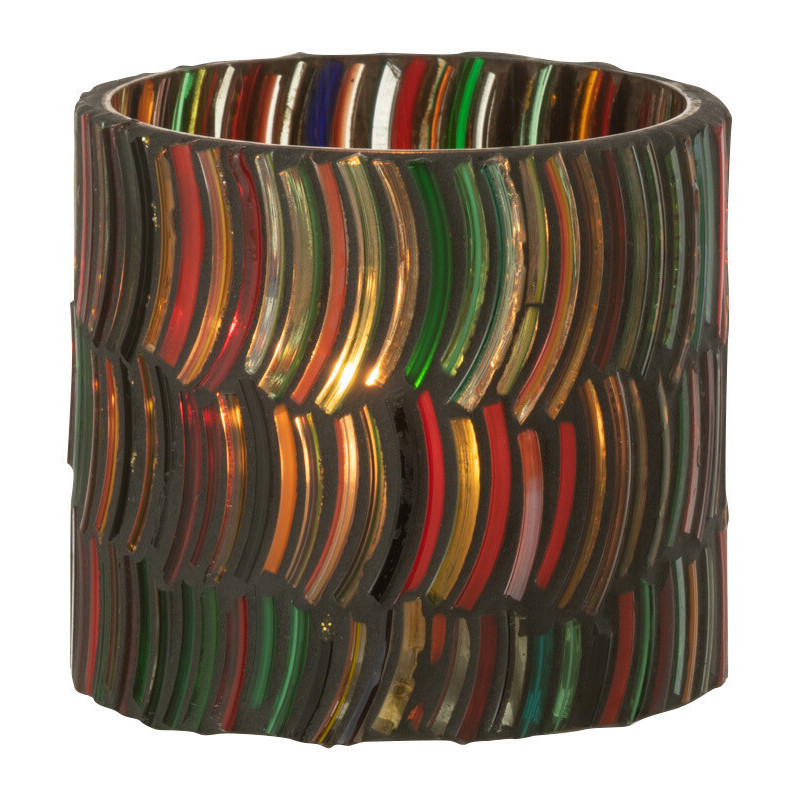 Photophore Cylindrique Diamètre 7 cm en Verre Effet mosaïque Motif courbes Milina - 2