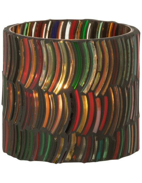 Photophore Cylindrique Diamètre 7 cm en Verre Effet mosaïque Motif courbes Milina - 2