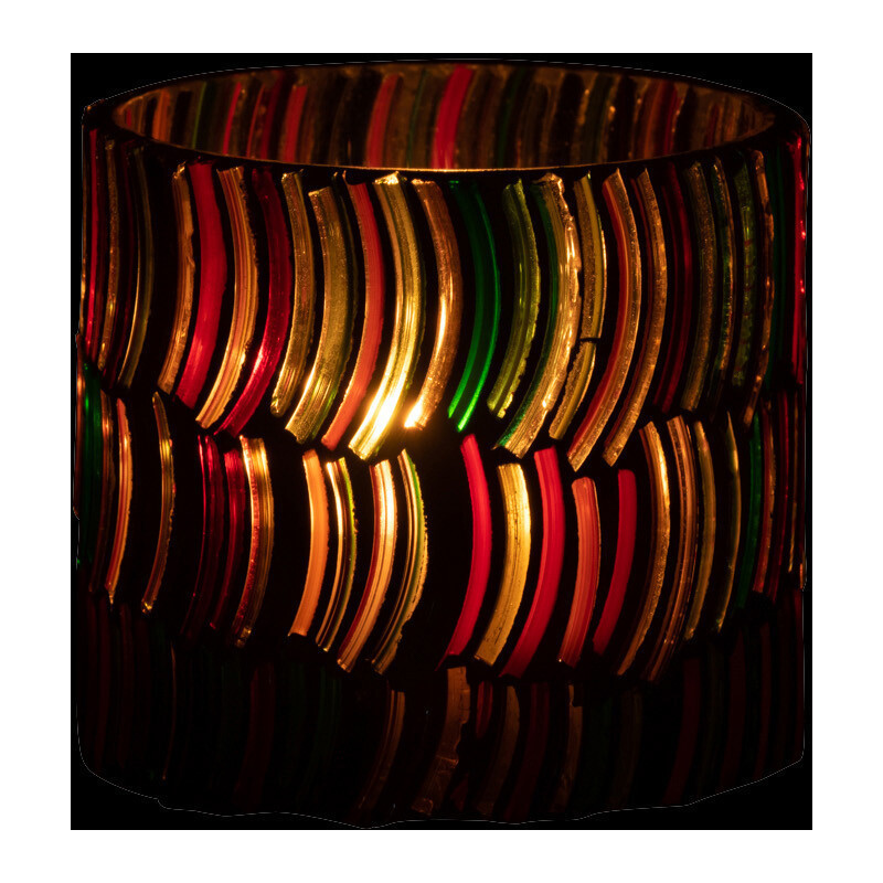 Photophore Cylindrique Diamètre 7 cm en Verre Effet mosaïque Motif courbes Milina - 3