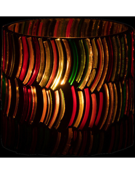 Photophore Cylindrique Diamètre 7 cm en Verre Effet mosaïque Motif courbes Milina - 3