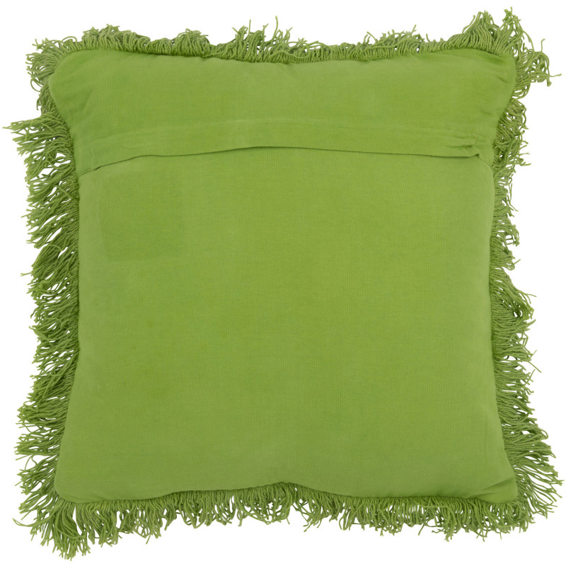 Coussin Carré 45x45 en Laine Vert avec franges Motif tufté Elmito - 3