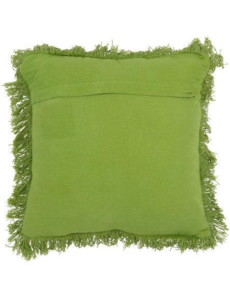Coussin Carré 45x45 en Laine Vert avec franges Motif tufté Elmito - 3
