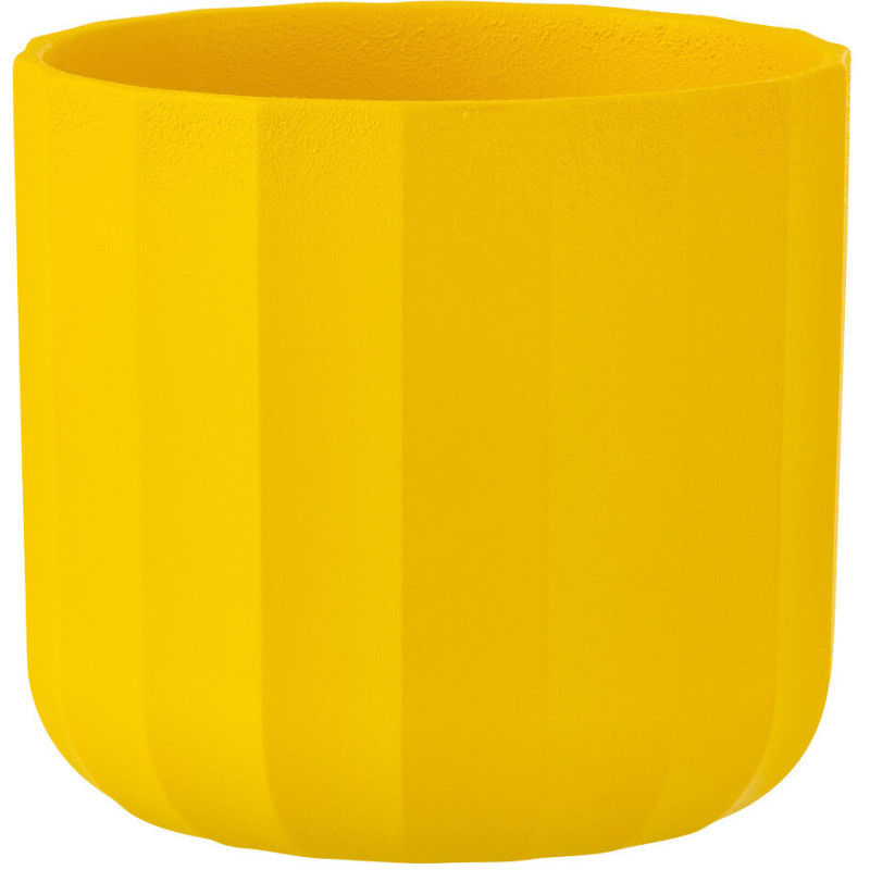 Cache-pot Rond Diamètre 13 cm en Céramique Jaune Motif stries Summer - 1