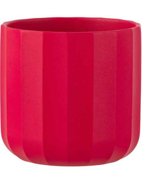 Cache-pot Rond Diamètre 15 cm en Céramique Rose Motif stries Summer - 1
