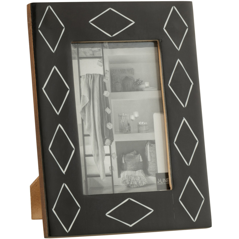 Cadre photo Ruit en Résine Noir Blanc Motif losanges pour photo 10x15 cm - 1