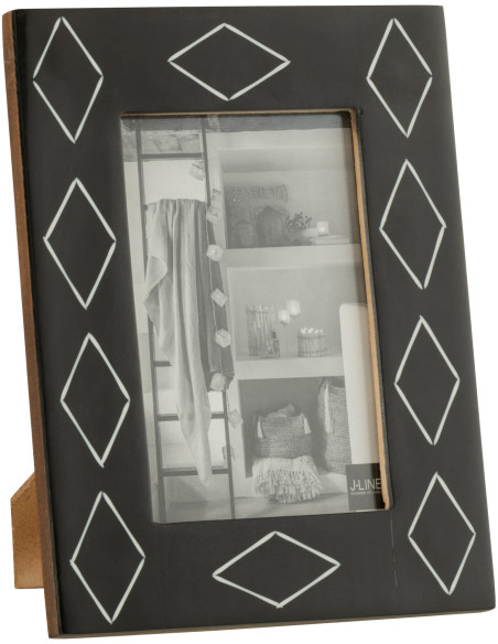 Cadre photo Ruit en Résine Noir Blanc Motif losanges pour photo 10x15 cm - 1