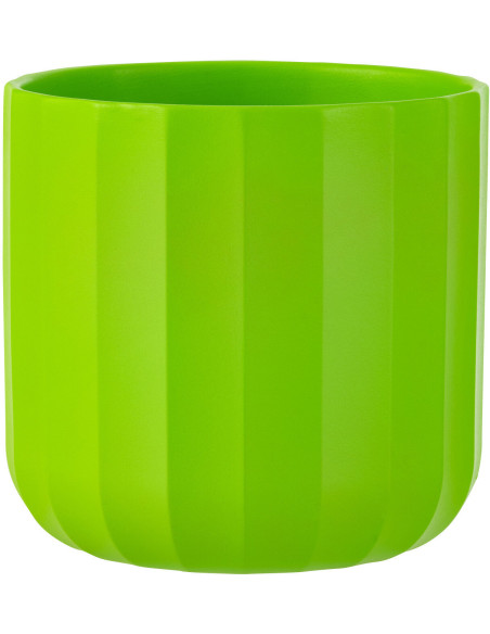 Cache-pot Rond Diamètre 18 cm en Céramique Vert Motif stries Summer - 1