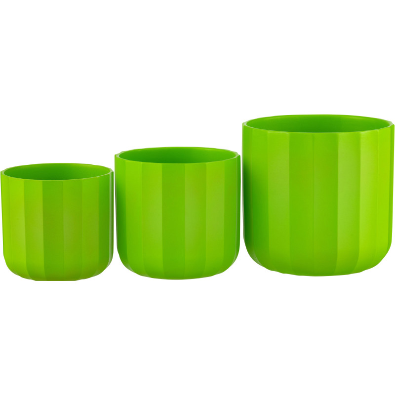 Cache-pot Rond Diamètre 18 cm en Céramique Vert Motif stries Summer - 4