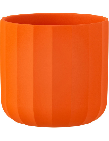 Cache-pot Rond Diamètre 15 cm en Céramique Orange Motif stries Summer - 1
