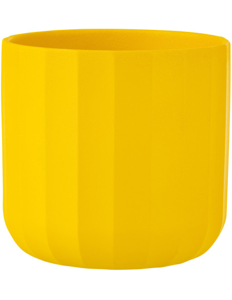 Cache-pot Rond Diamètre 18 cm en Céramique Jaune Motif stries Summer - 1
