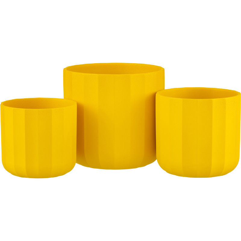 Cache-pot Rond Diamètre 18 cm en Céramique Jaune Motif stries Summer - 3