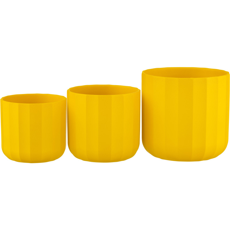 Cache-pot Rond Diamètre 18 cm en Céramique Jaune Motif stries Summer - 4