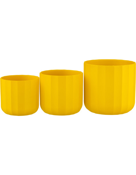 Cache-pot Rond Diamètre 18 cm en Céramique Jaune Motif stries Summer - 4