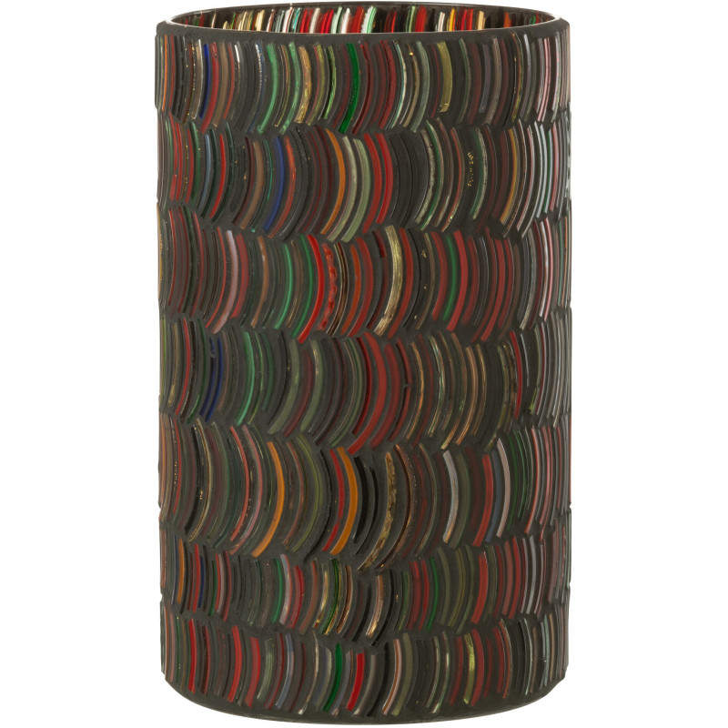 Photophore Cylindrique Diamètre 12 cm en Verre Effet mosaïque Motif courbes Milina - 1