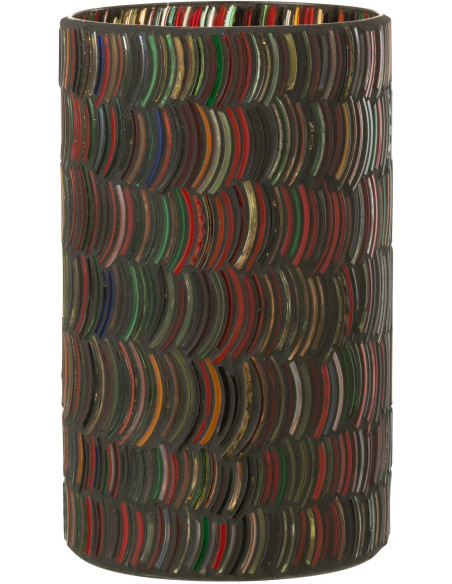 Photophore Cylindrique Diamètre 12 cm en Verre Effet mosaïque Motif courbes Milina - 1