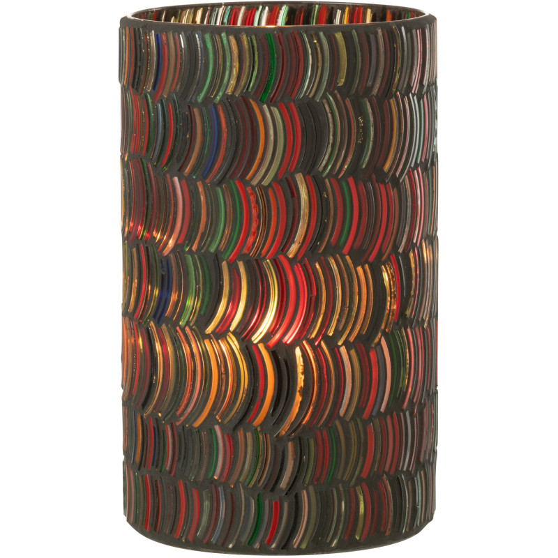 Photophore Cylindrique Diamètre 12 cm en Verre Effet mosaïque Motif courbes Milina - 2