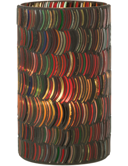 Photophore Cylindrique Diamètre 12 cm en Verre Effet mosaïque Motif courbes Milina - 2