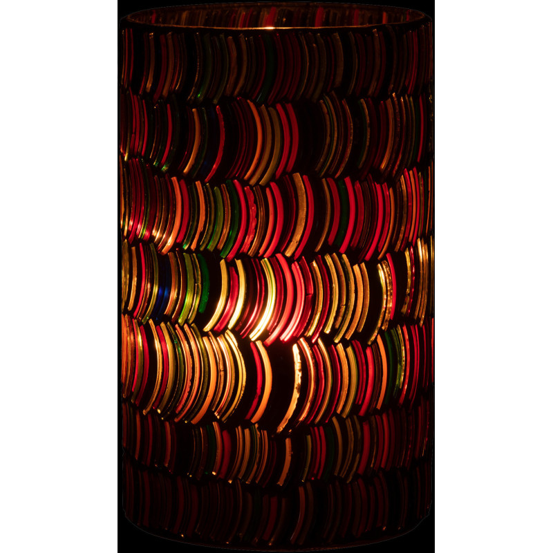 Photophore Cylindrique Diamètre 12 cm en Verre Effet mosaïque Motif courbes Milina - 3