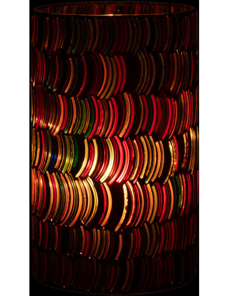 Photophore Cylindrique Diamètre 12 cm en Verre Effet mosaïque Motif courbes Milina - 3