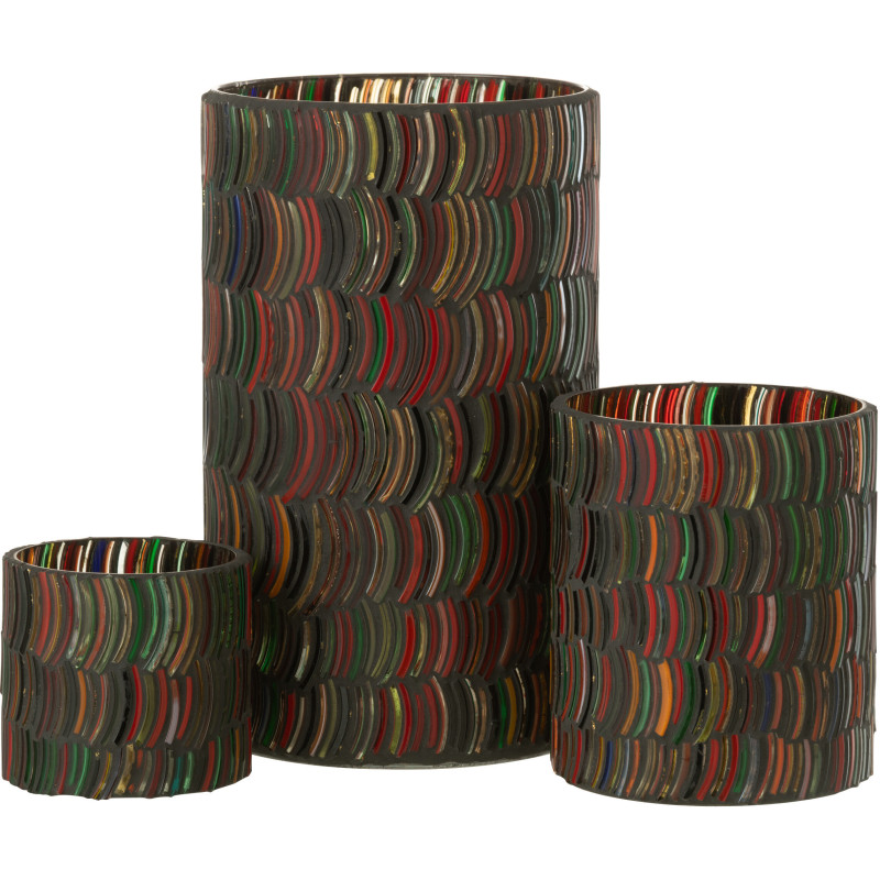 Photophore Cylindrique Diamètre 12 cm en Verre Effet mosaïque Motif courbes Milina - 4