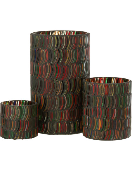 Photophore Cylindrique Diamètre 12 cm en Verre Effet mosaïque Motif courbes Milina - 4