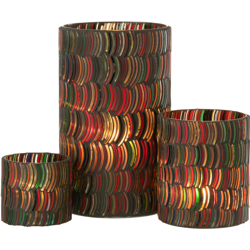 Photophore Cylindrique Diamètre 12 cm en Verre Effet mosaïque Motif courbes Milina - 5