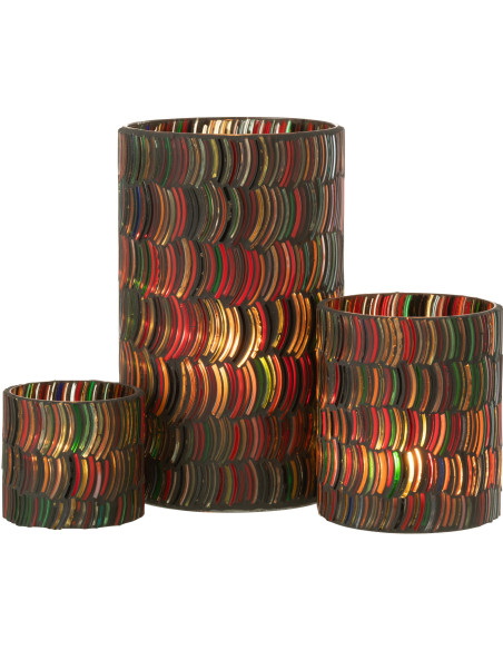 Photophore Cylindrique Diamètre 12 cm en Verre Effet mosaïque Motif courbes Milina - 5