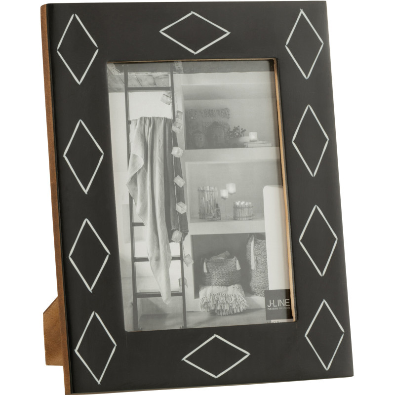 Cadre photo Ruit en Résine Noir Blanc Motif losanges pour photo 13x18 cm - 1