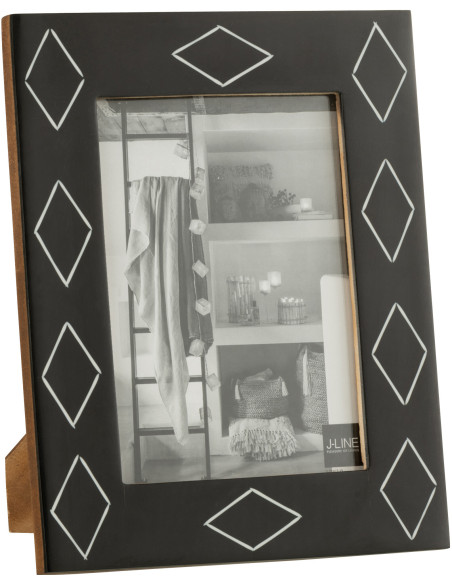 Cadre photo Ruit en Résine Noir Blanc Motif losanges pour photo 13x18 cm - 1