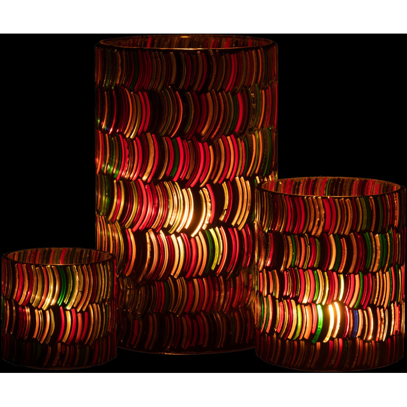 Photophore Cylindrique Diamètre 12 cm en Verre Effet mosaïque Motif courbes Milina - 6