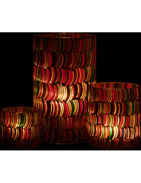 Photophore Cylindrique Diamètre 12 cm en Verre Effet mosaïque Motif courbes Milina - 6