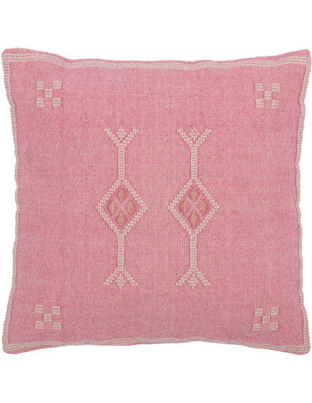 Coussin Carré 45x45 en Coton Rose Motif ethnique Zulorin - 1