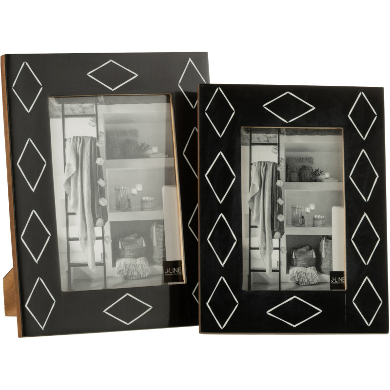 Cadre photo Ruit en Résine Noir Blanc Motif losanges pour photo 13x18 cm - 4