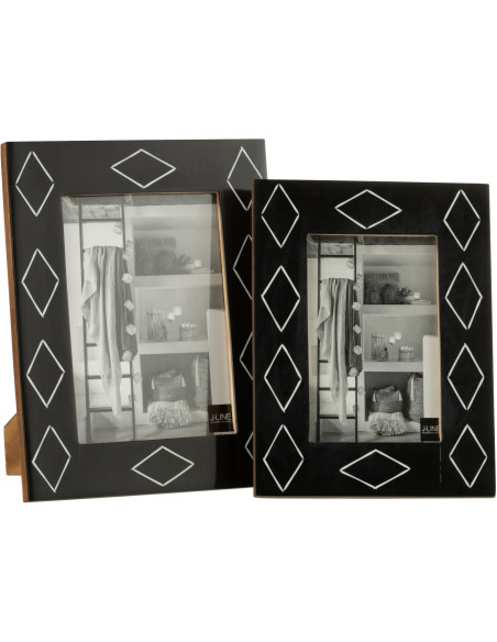 Cadre photo Ruit en Résine Noir Blanc Motif losanges pour photo 13x18 cm - 4