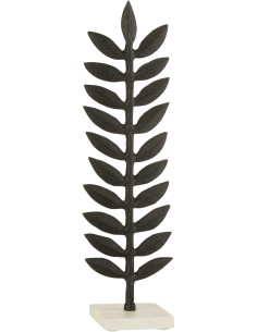 Décoration sur pied Feuille Fougère 50 cm Happa en Métal Noir Marbre Blanc - 1