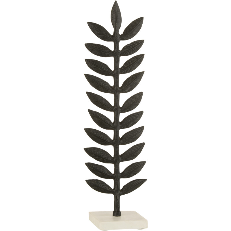 Décoration sur pied Feuille Fougère 50 cm Happa en Métal Noir Marbre Blanc - 1