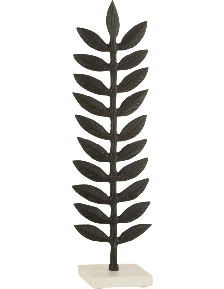 Décoration sur pied Feuille Fougère 50 cm Happa en Métal Noir Marbre Blanc - 1