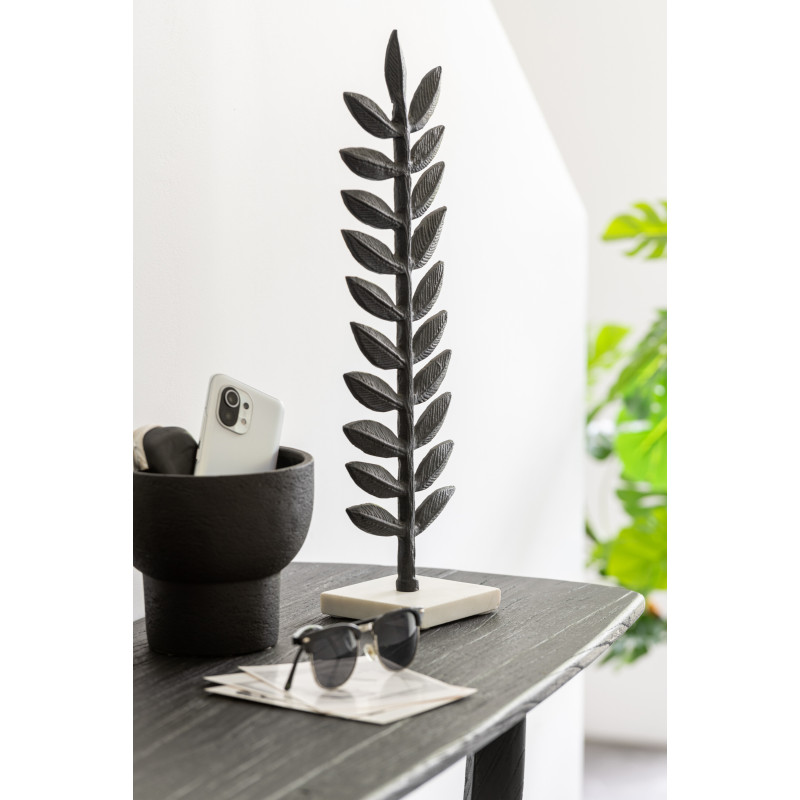 Décoration sur pied Feuille Fougère 50 cm Happa en Métal Noir Marbre Blanc - 2