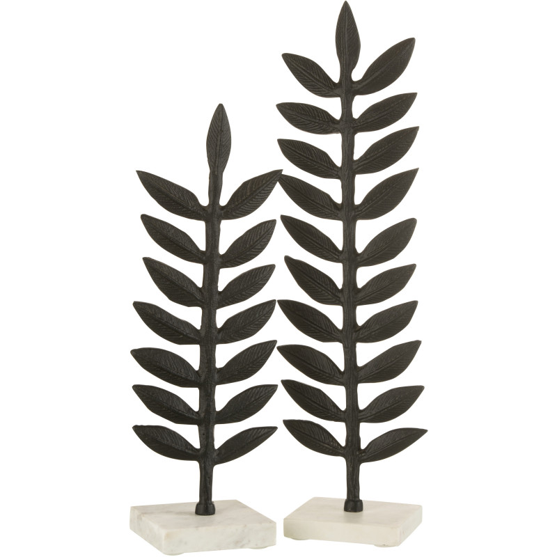 Décoration sur pied Feuille Fougère 50 cm Happa en Métal Noir Marbre Blanc - 3