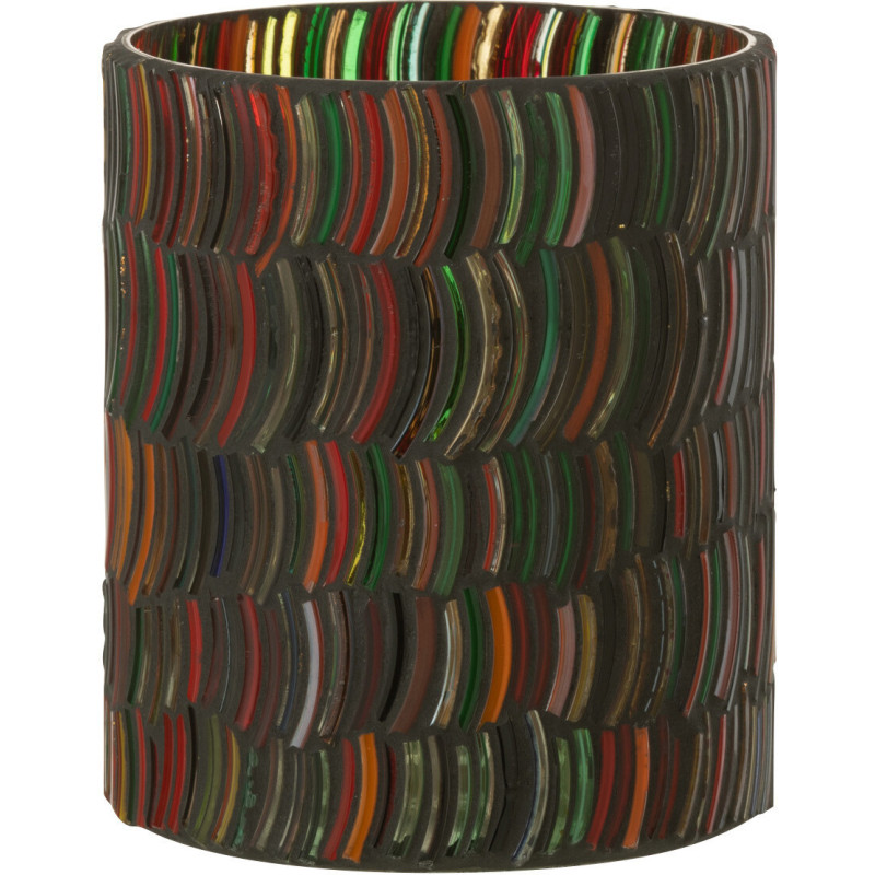 Photophore Cylindrique Diamètre 10 cm en Verre Effet mosaïque Motif courbes Milina - 1