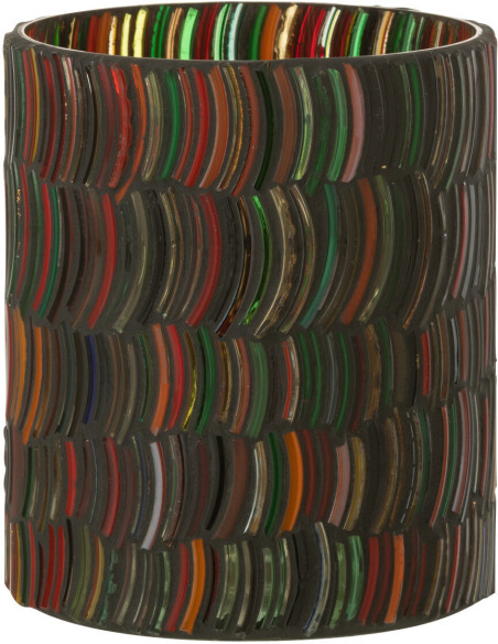 Photophore Cylindrique Diamètre 10 cm en Verre Effet mosaïque Motif courbes Milina - 1
