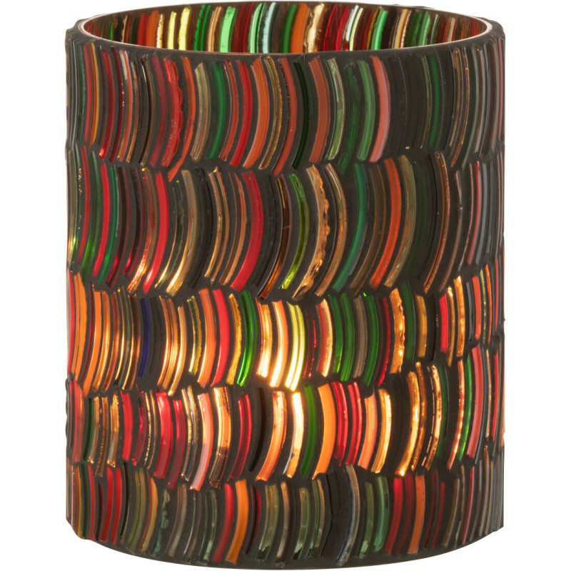 Photophore Cylindrique Diamètre 10 cm en Verre Effet mosaïque Motif courbes Milina - 2